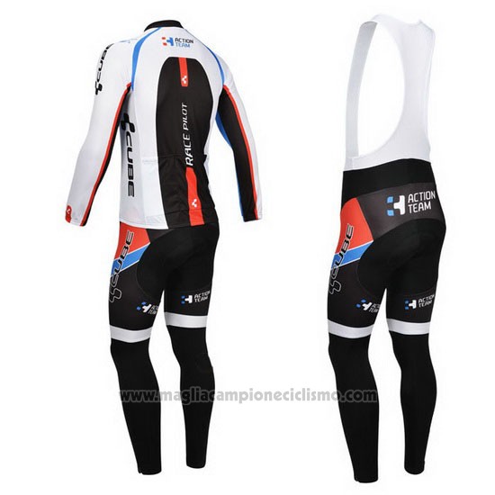 2013 Abbigliamento Ciclismo Cube Nero e Bianco Manica Lunga e Salopette